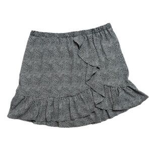 Michael Kors Black White Print Ruffle Mini Skirt